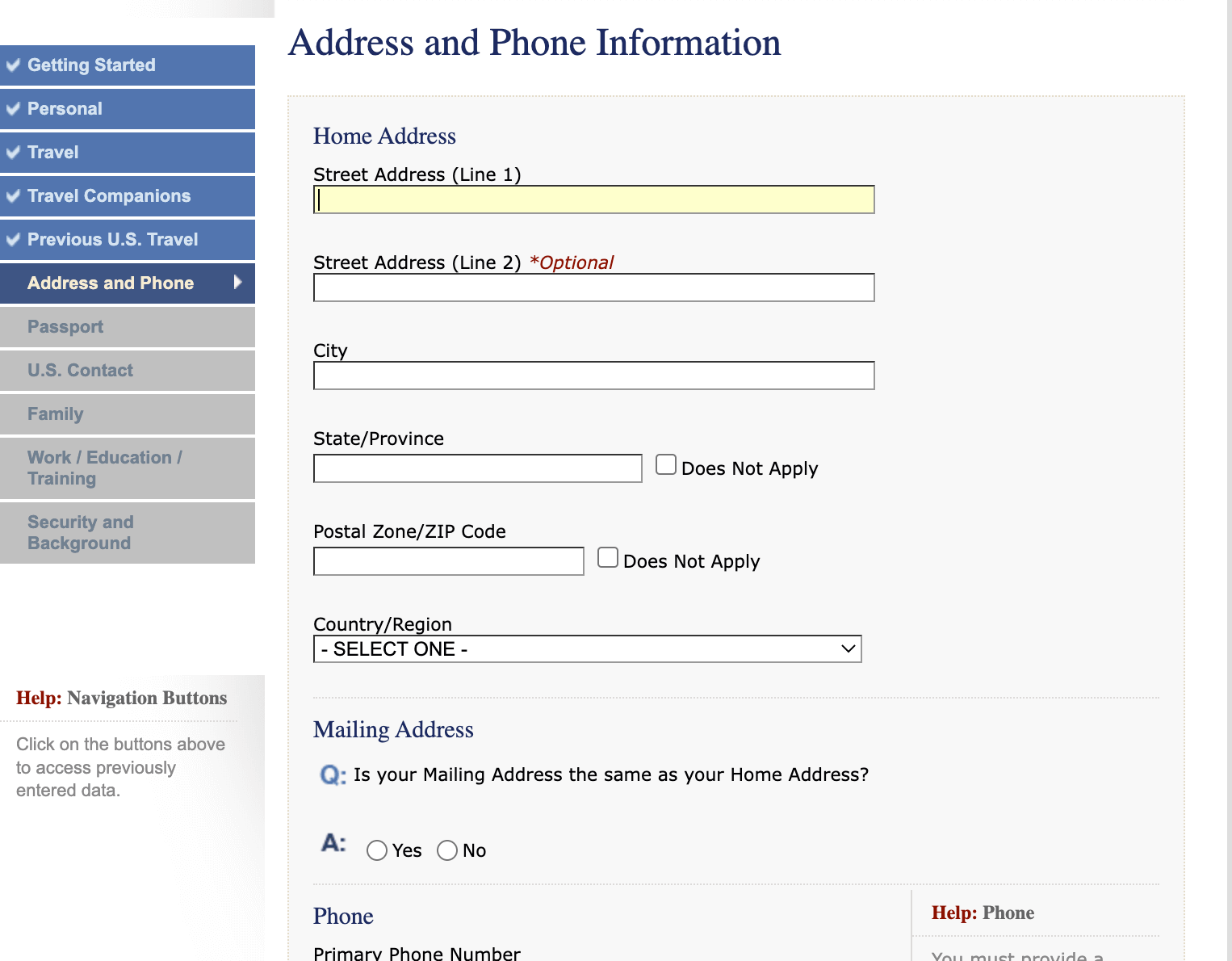 Tourist Visa Application Form