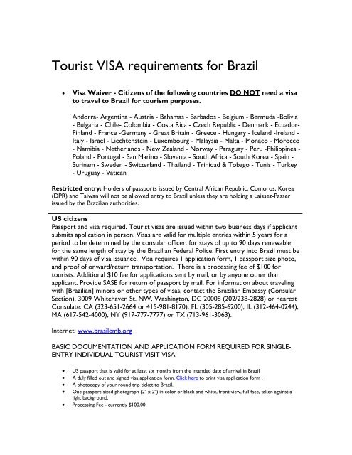 Tourist Visa Requirements