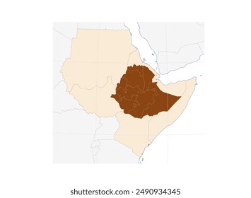 Ethiopia Neighbouring Countries and Regional Map