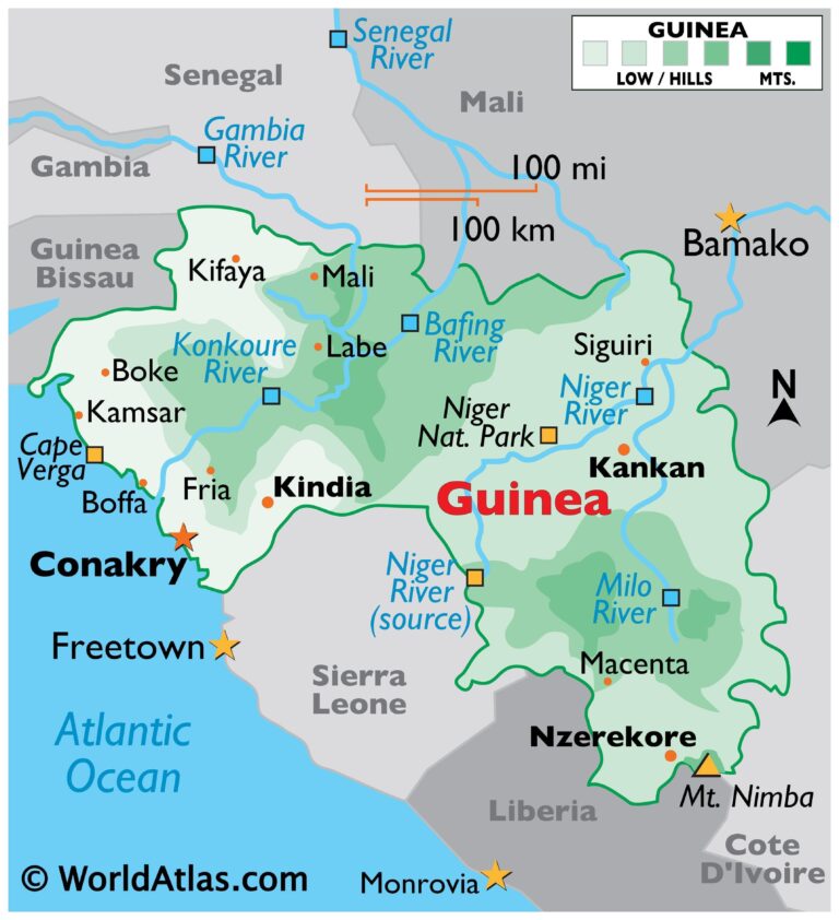 Guinea Neighbouring Countries and West African Map