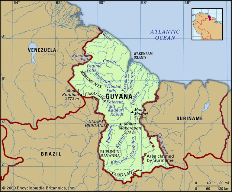 Guyana Neighbouring Countries and South American Borders