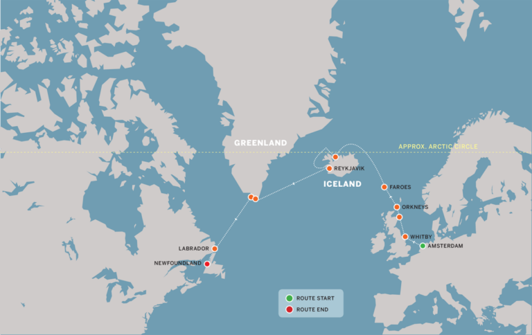 Iceland Neighbouring Countries and North Atlantic Map