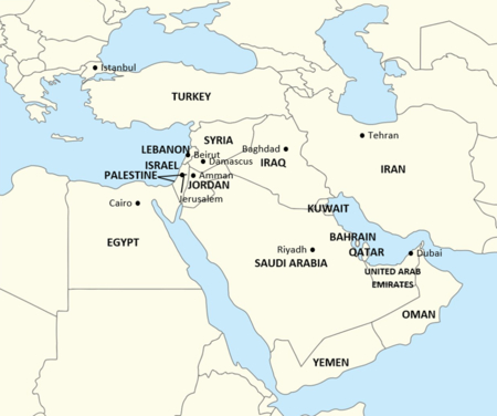 Jordan Neighbouring Countries and Middle Eastern Map