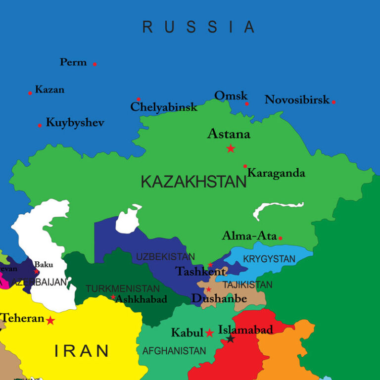 Kyrgyzstan Neighbouring Countries and Central Asia Map