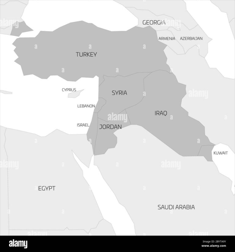 Lebanon Neighbouring Countries and Middle Eastern Map