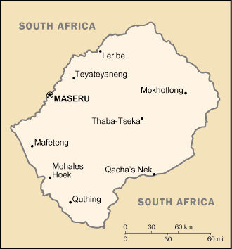 Lesotho Neighbouring Countries and Southern African Borders