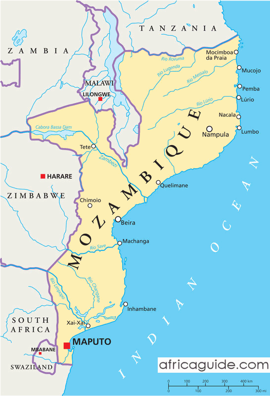 Mozambique Neighbouring Countries and Southern African Map