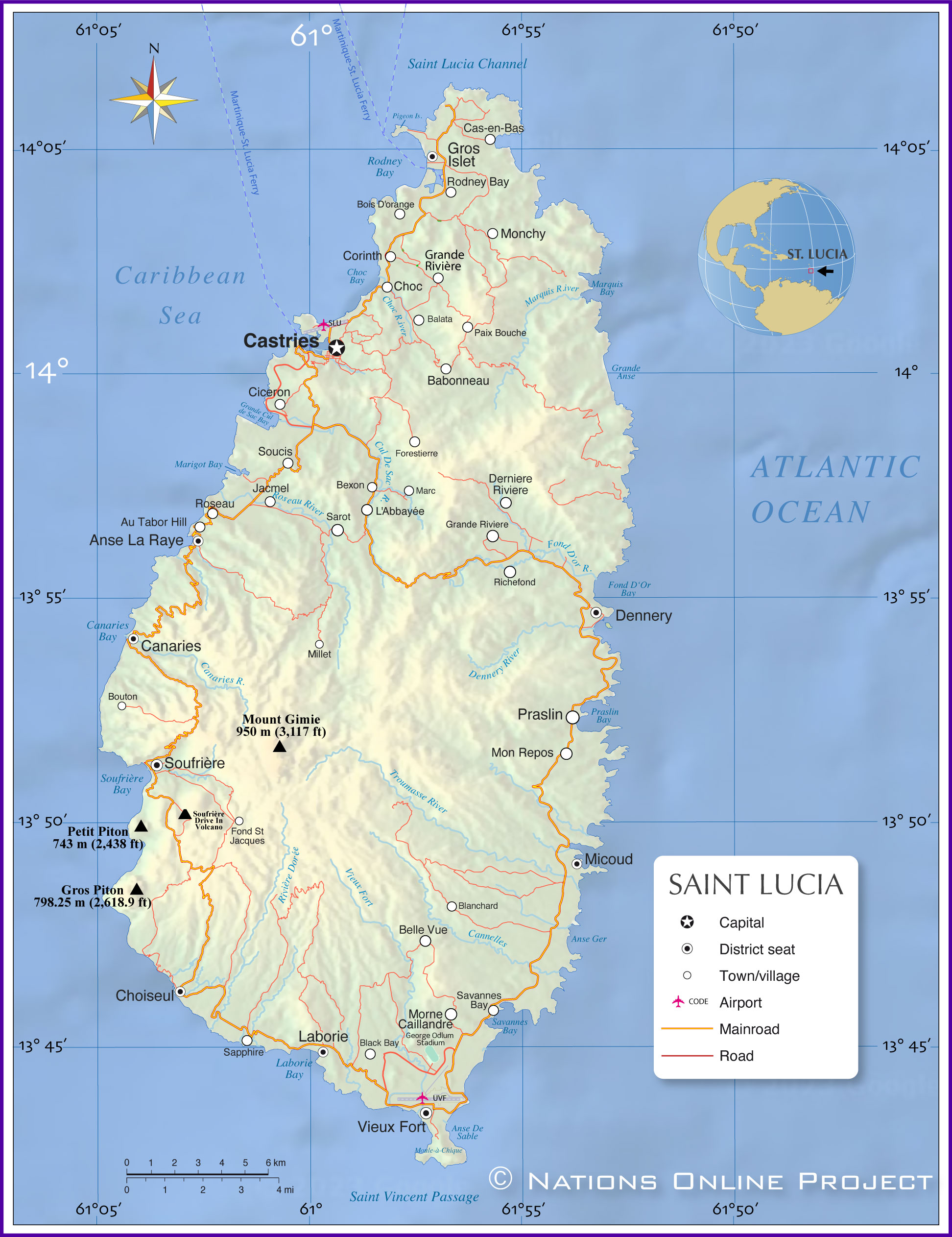 Saint Lucia Neighbouring Countries and Caribbean Borders