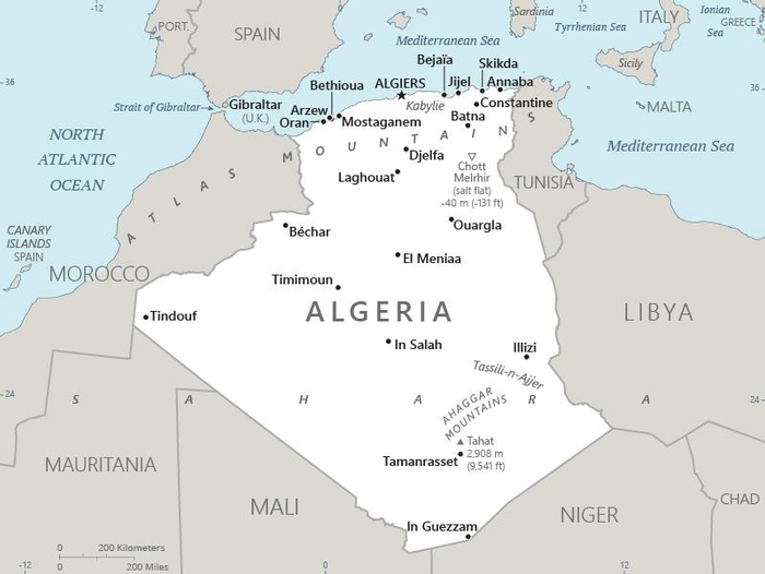 Algeria Neighbouring Countries on the Map