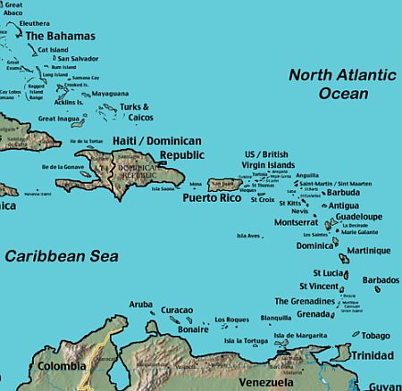 Antigua and Barbuda Neighbouring Countries on the Map