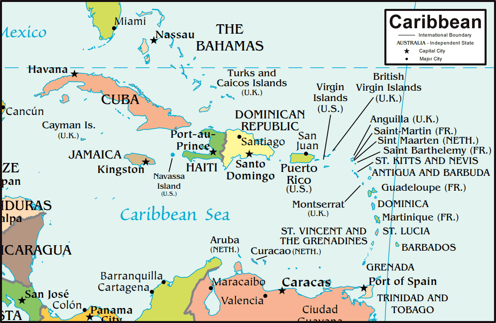 Bahamas Neighbouring Countries on the Map