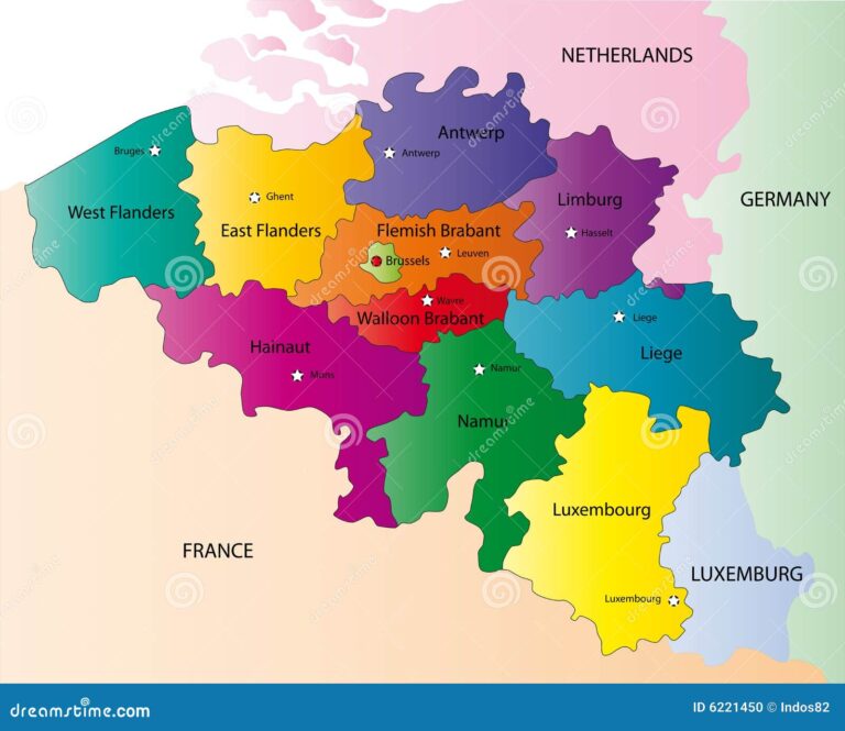 Belgium Neighbouring Countries on the Map