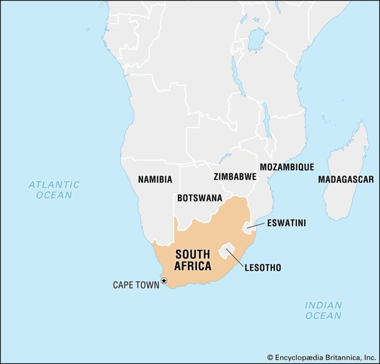 Botswana Neighbouring Countries on the Map