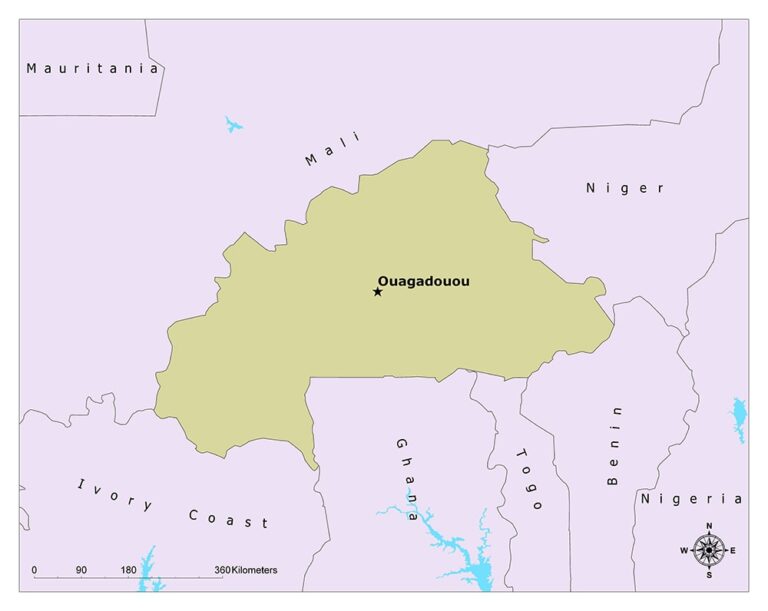 Burkina Faso Neighbouring Countries on the Map