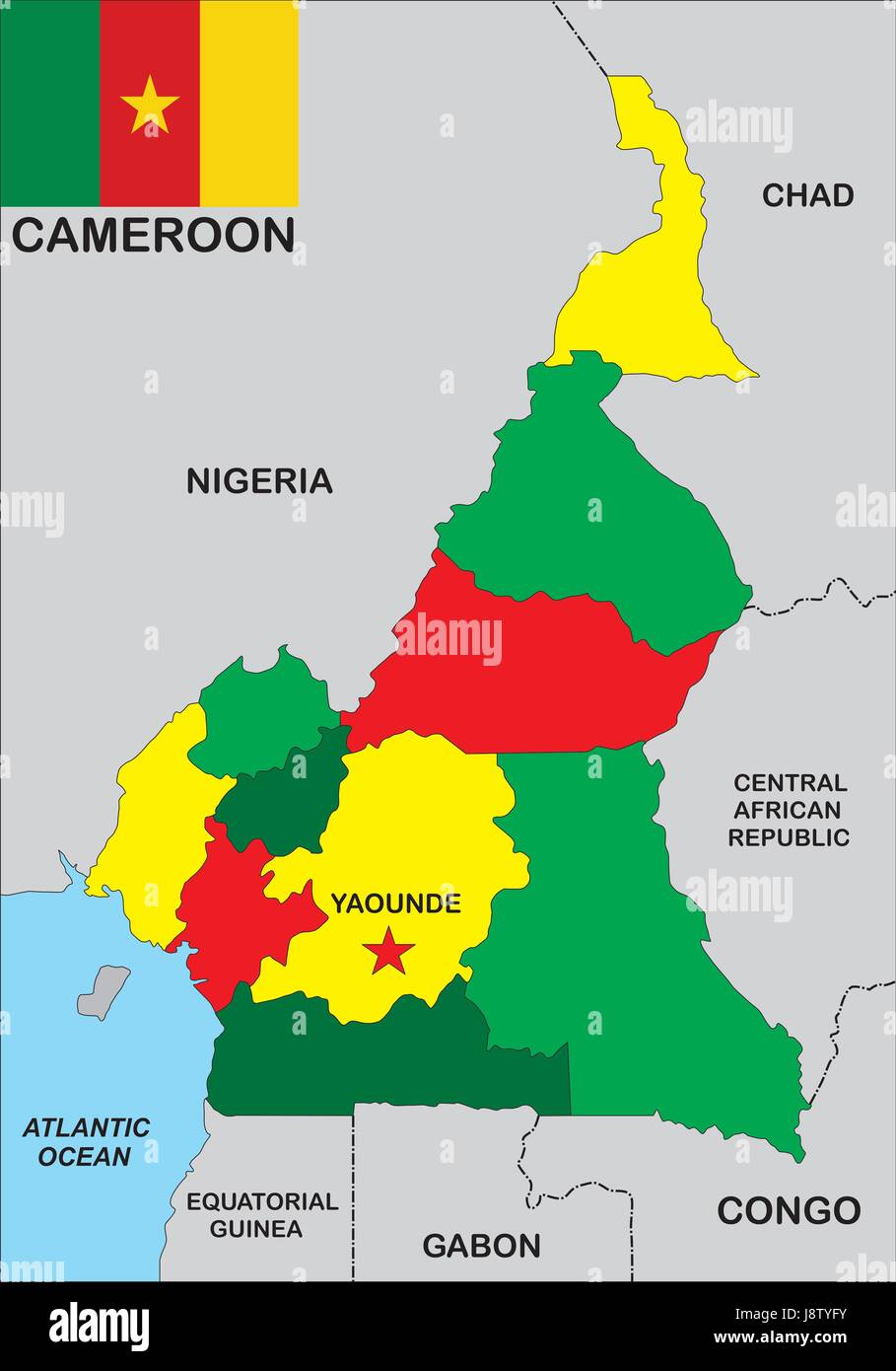 Cameroon Neighbouring Countries on the Map