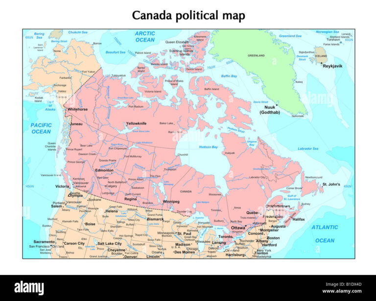 Canada Neighbouring Countries on the Map