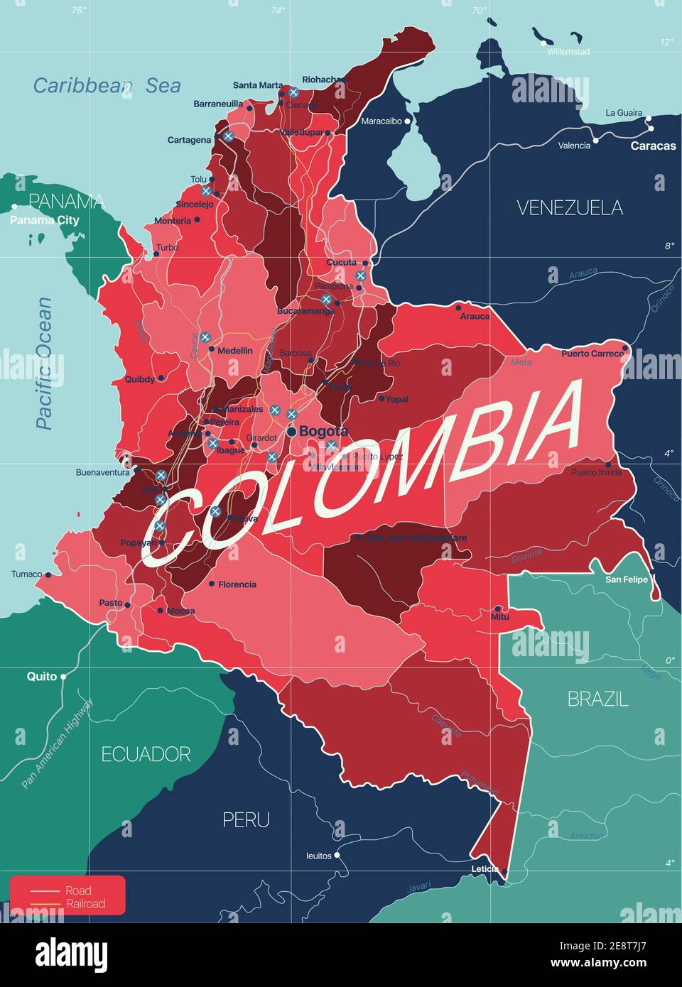 Colombia Neighbouring Countries on the Map