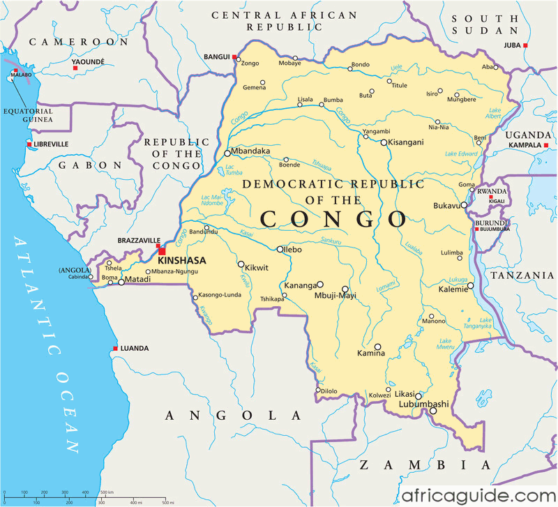 Congo Neighbouring Countries on the Map