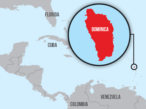 Dominica Neighbouring Countries on the Map