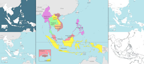 Malaysia Neighbouring Countries and Southeast Asian Map