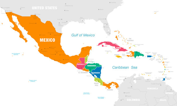 Nicaragua Neighbouring Countries and Central American Map